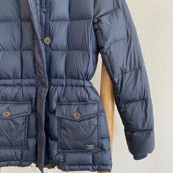 Abercrombie & Fitch Women’s Navy Blue Down Puffer Jacket Size Small Fall - Picture 4 of 11